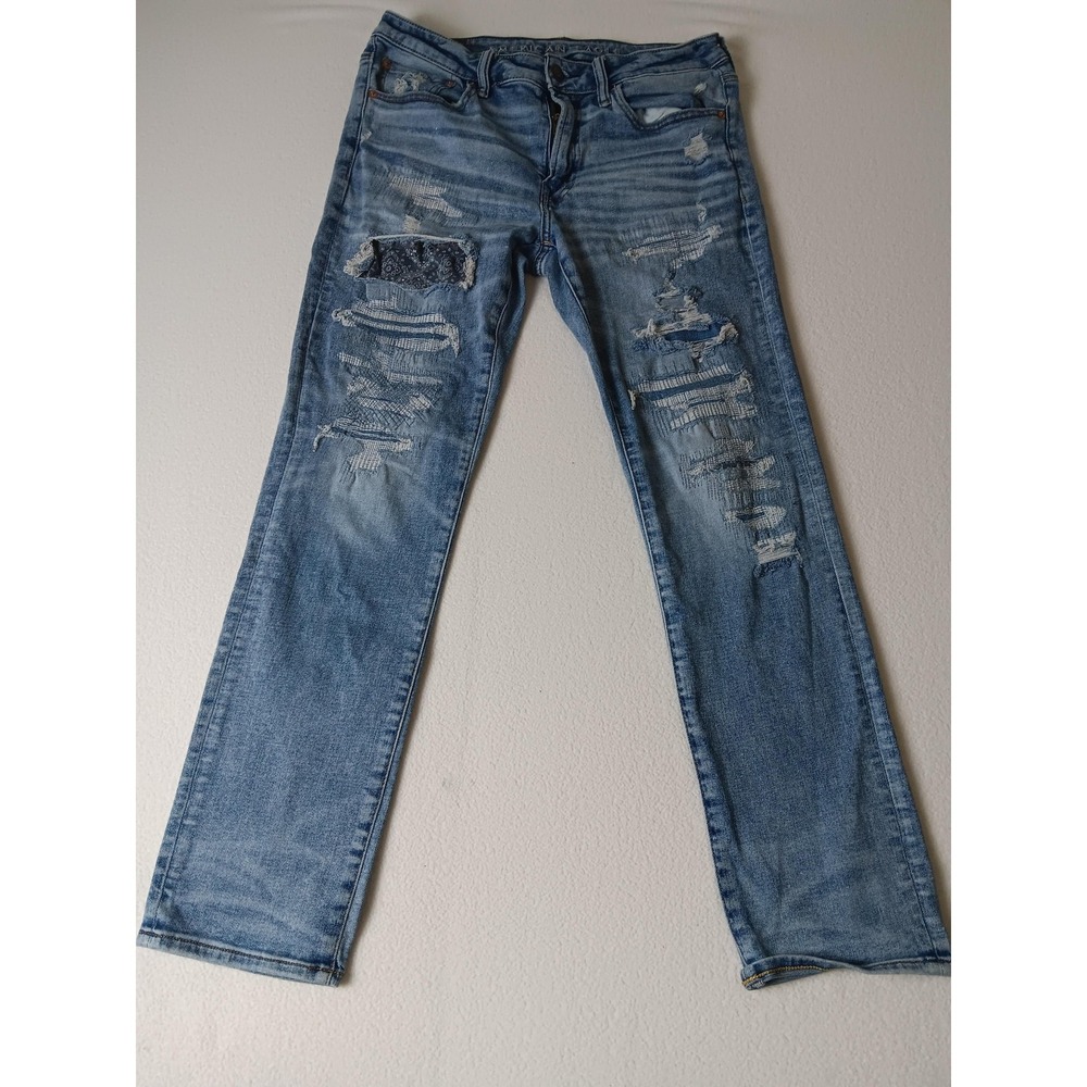 American Eagle Outfitters Jeans Mens 32x30 Airflex 360 Straight Distressed Denim